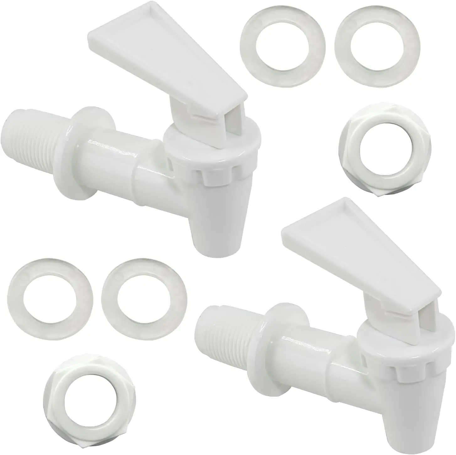 Replacement Water Cooler Faucet Bottle Jug, 2 Sets BPA-Free Plastic Water Spigot Spout Beverage Water Crock Dispenser Tap Set Lever Beverage Pour Dispenser Valve(Milky White)