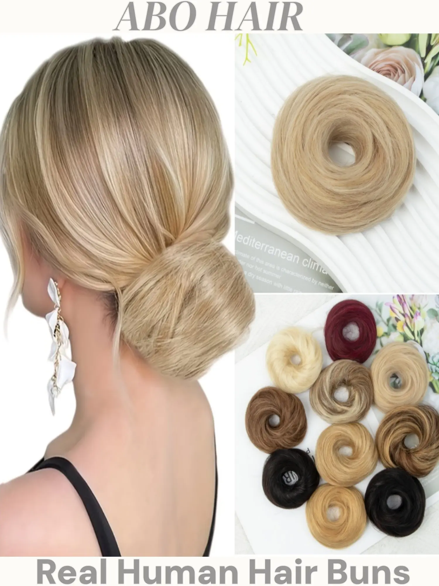 27g Straight Human Hair Bun Extensions, Easy to Install Messy Scrunchy Hair Band, Volume & Style for Weddings, Halloween, Christmas