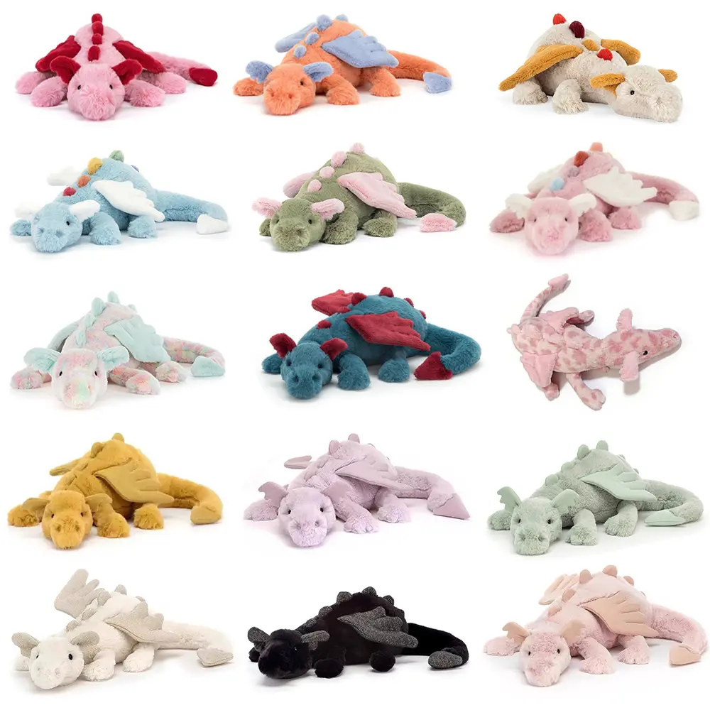 19.69 in Lying Flying Dragon Stuffed Toy, Soft Fluffy Plush Doll, Multi-Color Options, Cute Comfort Item, Birthday Gift for Kids & Adults