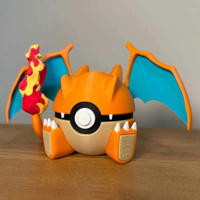 #0006 Charizard Ball - Made to Order, 3D Printed Pokeball Figure, High-Quality PLA Decoration