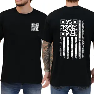 American Flag Trump Dance QR Code Funny T-Shirt, Daily Menswear, Graphic Tee, Short Sleeve, Gift For Unisex, Funny Tee