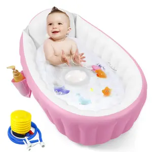 Mothers Day Gift Baby Inflatable Bathtub, Portable Travel Baby Infant Bath Tub Toddler Bathtub with Air Pump, Foldable Non-Slip Shower Basin Mini Air Swimming Pool for Newborn