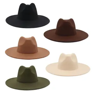 OIDEA Unisex Wide-Brim Plain Felt Fedora Hat - Classic Panama Style, Lightweight Boho Design for Sun Protection, Outdoor Travel, All Seasons,summervibes