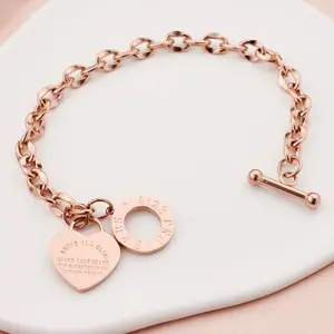 Titanium steel bracelet love OT buckle bracelet golden/silver/rose golden bracelet ladies daily wear gift