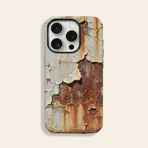 Rust-stained, weathered fashion pattern, Non-3D effect,UV printed effect, for iPhone 17/16/15/14/13/12/11 Pro Max Plus and Samsung models (S25, S24, S23, S20, A series), drop-resistant and highly protective phone case 995