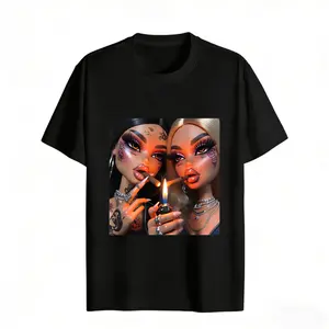 Bold Dual Face Art Women's Graphic Tee Streetwear Style Cotton Regular Fit Crew Neck Short Sleeve Fashion T-Shirt For summer Everyday Wear rachel new outfit