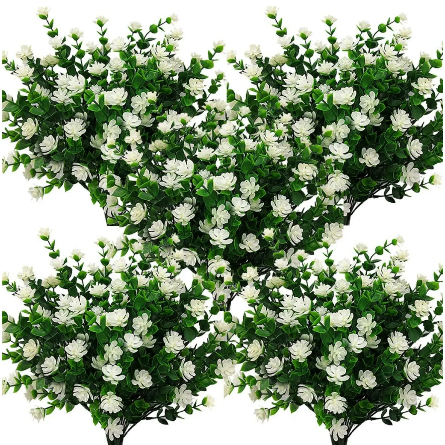 10 Bundles UV-Resistant Eco-Friendly Plastic Faux Boxwood Artificial Flowers, 13.39in Long Natural-Look Garden Decorations with 7 Flexible Stems, Balcony Decor Great for Hotels and Offices (UV-Resistant Color Stays Vibrant)