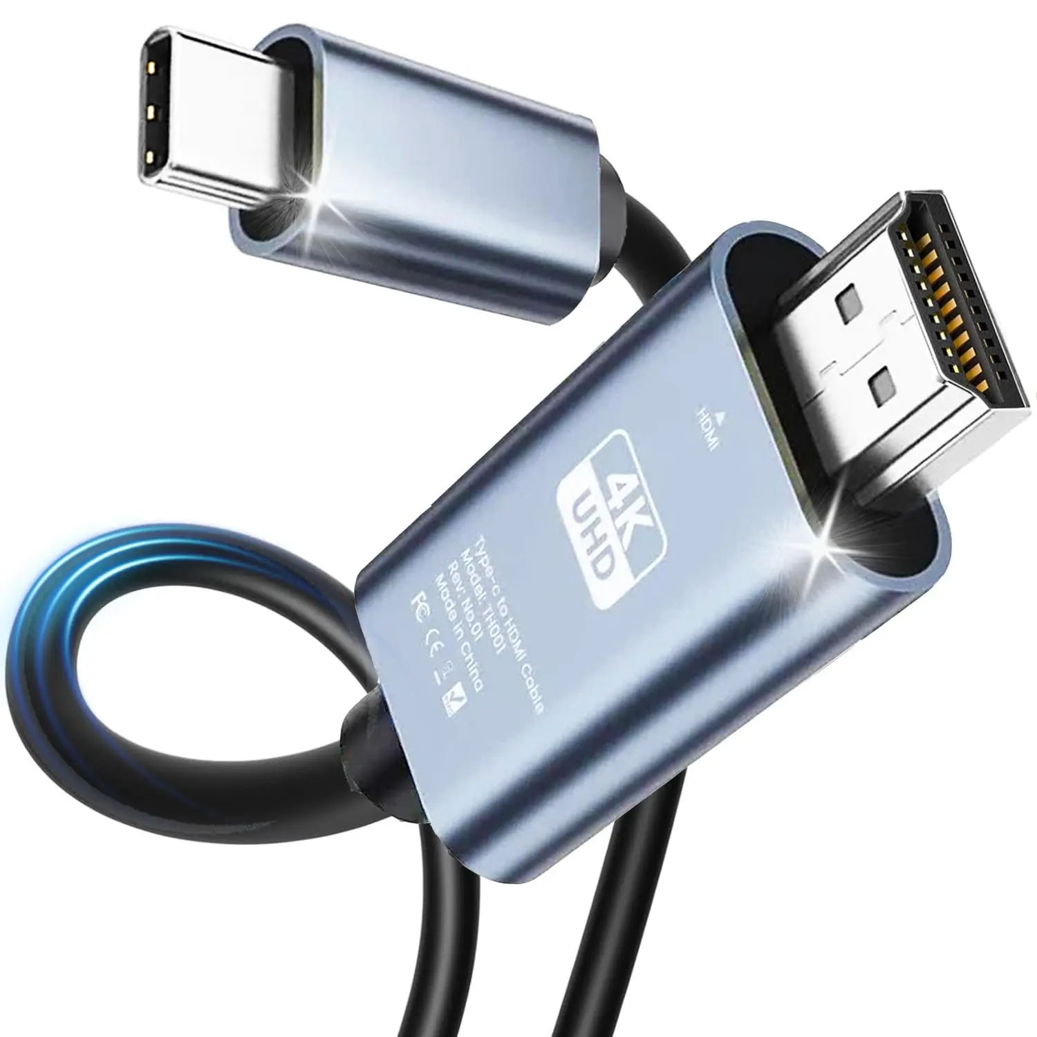 6.6FT HDMI  Adapter for  15 to HDTV, 4K USB C to HDMI Video , Thunderbolt 3 & 4 Compatible for  15/16 Series, MacBook Pro/Air, iPad Pro, Surface Book 2, Galaxy S23 and More