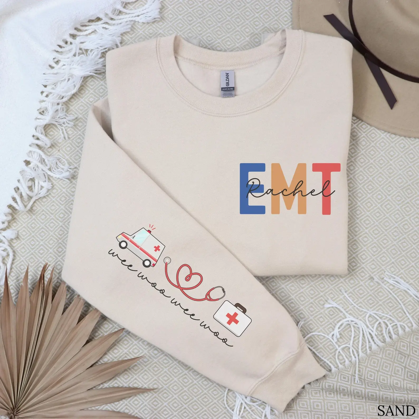 Custom EMT Sweatshirt, Personalized Cute EMT Nurse Shirt, EMT Gift, Emergency Medical Technician Crewneck, ems Gift, Paramedic Graduation