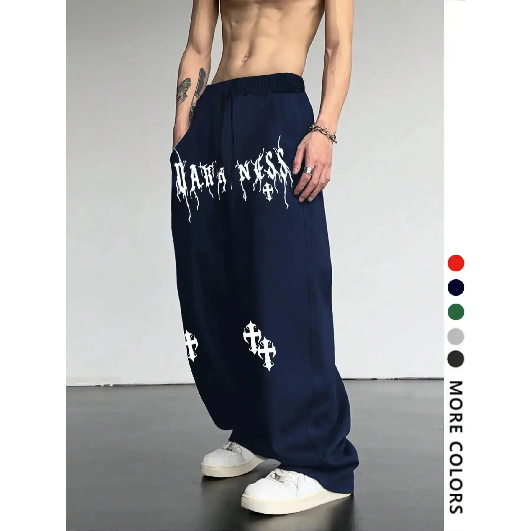 Men's Casual Sports Pants Spider Web Print Drawstring Wide Leg Loose Fit Letter Print Sweatpants All Season Clothing Daily Wear 2026 Breathable Soft Lightweight Trendy Home Outdoor Streetwear Hip Hop Jogging