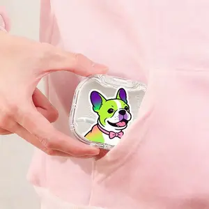 Neon French Bulldog Printed Braces Box, Healing Style Denture Storage Box, Universal Orthodontic Retainer Case for Adults and Kids, Lightweight Portable Invisible Braces Container
