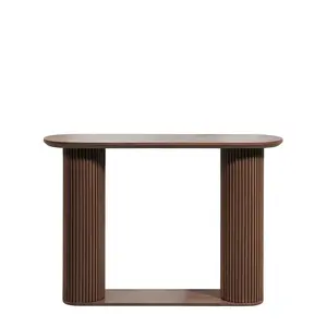 Giratree Fluted Console Table, Farmhouse Oval Curved Entryway Table with Storage & Fluted Wood Legs, Narrow Small Long Sofa Table for Entrance/Hallway/Living Room