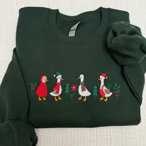 Christmas goose embroidered Sweatshirt - Christmas goose Embroidered Unisex Sweatshirt geese, goose Gift sweatshirt, Christmas goose