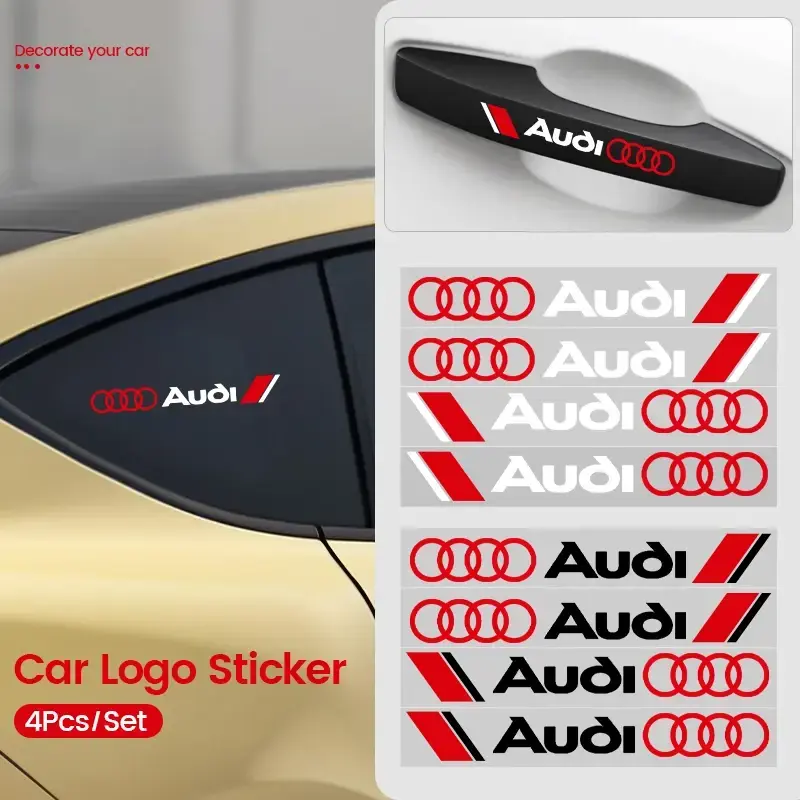 2026 New 4pcs Car Door Handle Stickers Accessories For All Audi Sline RS A3 A4 Q1 Q2 Q3 B6 A5 A6 C7 Q5 B9 B7 C6 V8 A6L quattro For your Cars