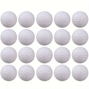 20pcs white PE Golf Practice Balls,41mm Honeycomb Design,No Hole Indoor Outdoor Training - Durable Polyethylene Material