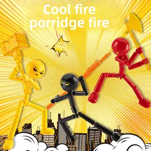 Matchstick Man Multi Joint Mobile Doll Dazzling Cool Rampage Fighter Crowd Playing Building Blocks Assembling Models Handmade Vibrant Stress Relief Tool