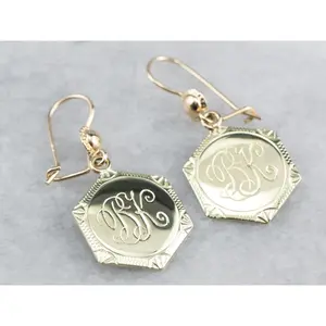 Monogram "BK" Gold Drop Earrings