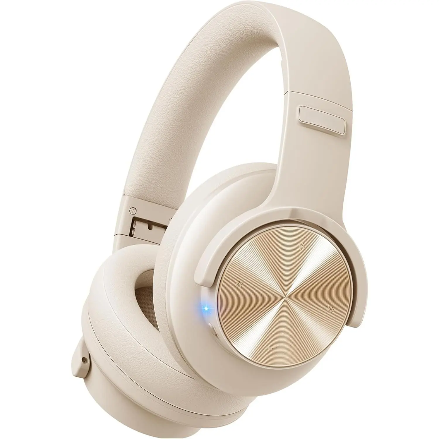B8  Headphones, 120H Playtime Headphone   with 3 EQ Modes, Low Latency, Hands-Free Calls, Over Ear Headphones for Travel  Office Cellphone PC Khaki White