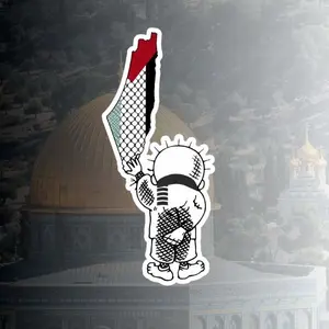 Handala Palestine Map Sticker Keffiyeh Pattern Vinyl Decal, Cultural Symbol Aesthetic Sticker for Laptop Car Water Bottle, Meaningful Middle East Design Gift