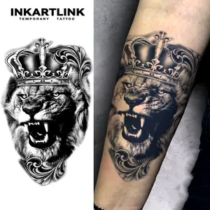 INKARTLINK Tattoo Tech, 2 Sheets Semi-Permanent Temporary Tattoos ,Lion King 1,Adult Art Design,Lasts 1-2 Weeks, Waterproof, Realistic Look, No Adhesive, No Reflection,For Man And Woman,Ideal for Swimming, Party