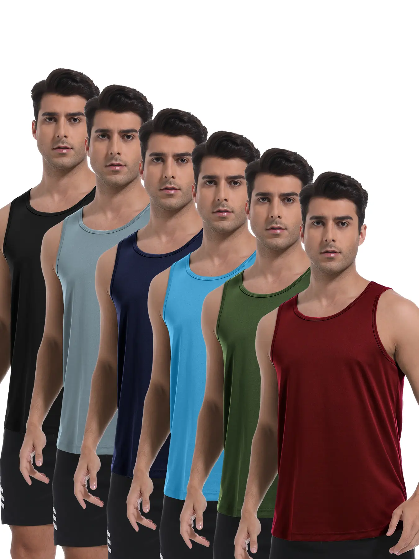 6 Pack  Men's workout tops Sleeveless Mesh Muscle Gym Shirt Quick Dry