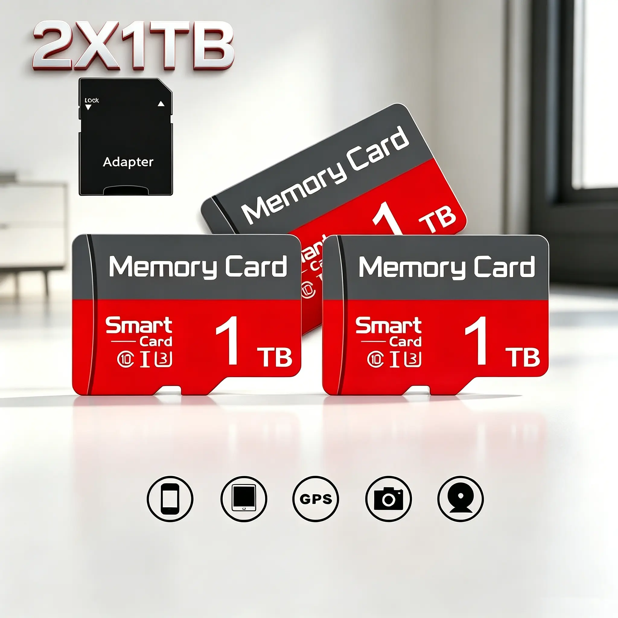 1TB sd card for dash cams, 2 Pack Set Micro SD Card for surveillance cameras, Micro TF SD Cards for mobile phones, durable Microsdxc Card & sd memory card save content on car audio and PC