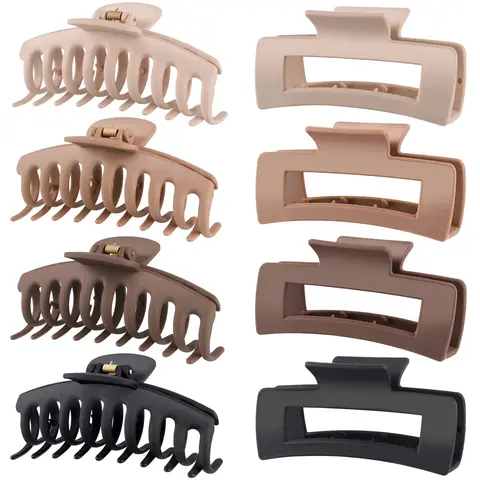AISI HAIR 4.3 Inch Large Matte Hair Claws - Clip Design, Strong Grip, Business & Engagement Use, Ideal for Claw Clip Hairstyles, Paimon Brown Accessory Set for Women