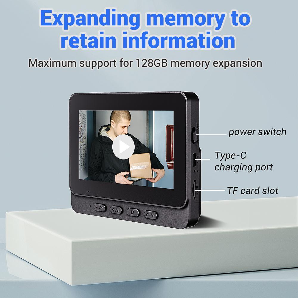 Wireless Video Doorbell with 4.3 Inch Color Screen 2.4G WiFi Connectivity Night Vision Waterproof Long Battery Life Includes Chime and Installation Accessories,for Valentine’s Day Gift