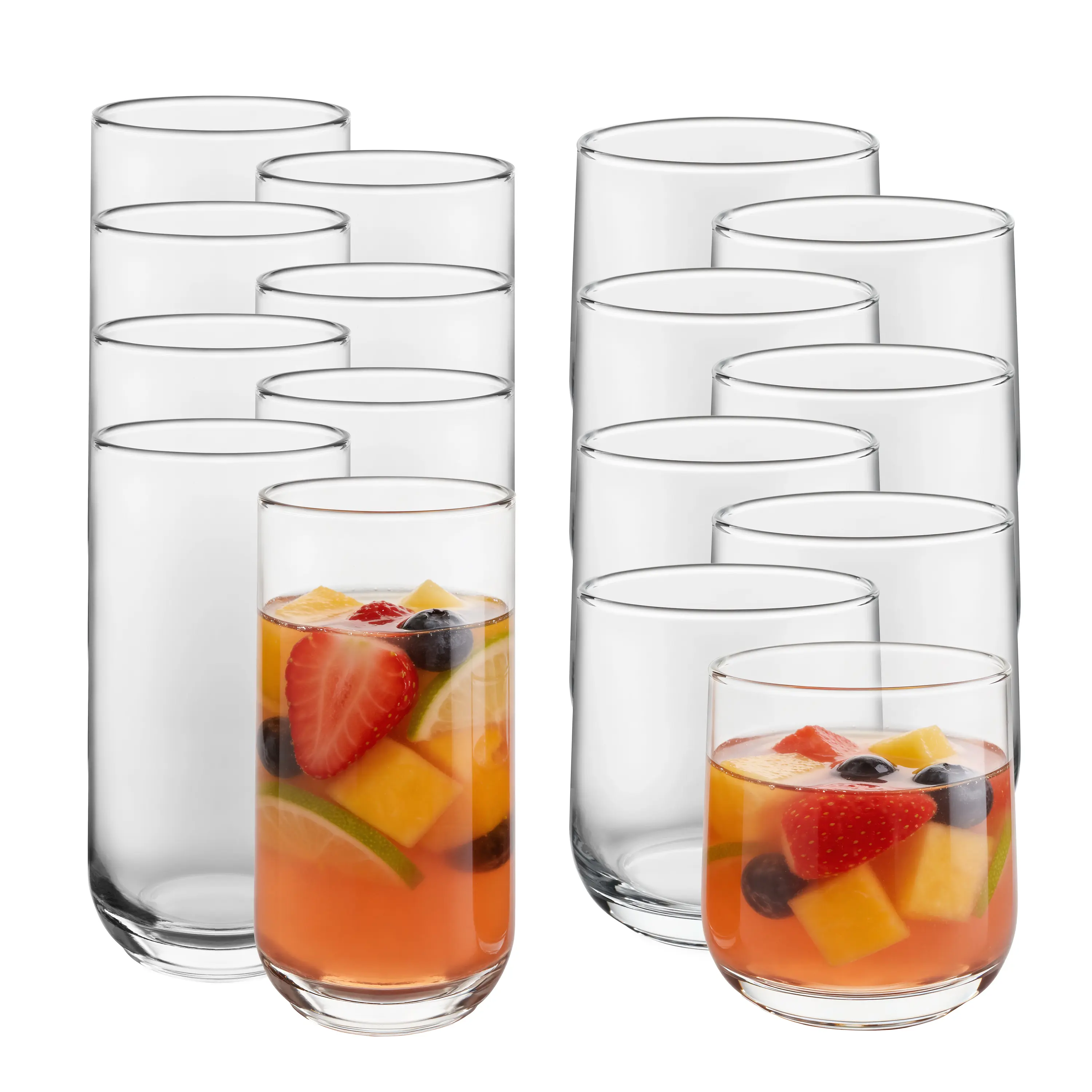 Libbey Ascent Tumbler & Rocks Drinking Glasses Set of 16, Clear Glass Cups Libbey Ascent Tumbler & Rocks Drinking Glasses Set of 16, Clear Glass Cups