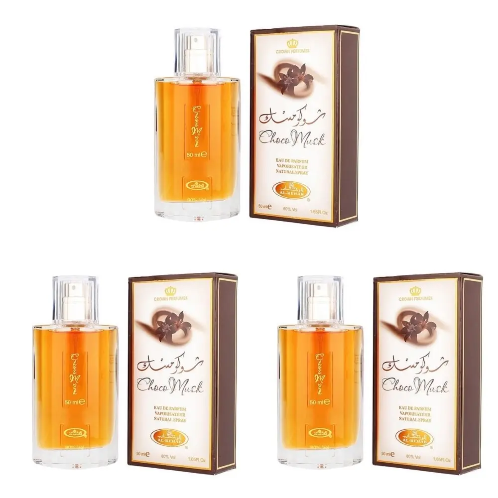 Choco Musk 3 Pack Eau de Parfum Spray Unisex – 1.7 Oz / 50 ml Sweet Vanilla Chocolate Amber Cologne Perfume