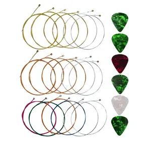 Yookat Acoustic Guitar Strings with 6 Picks, 3 Sets of 6 Acoustic Guitar Kit Guitar Strings Replacement Steel String For Beginners Performers