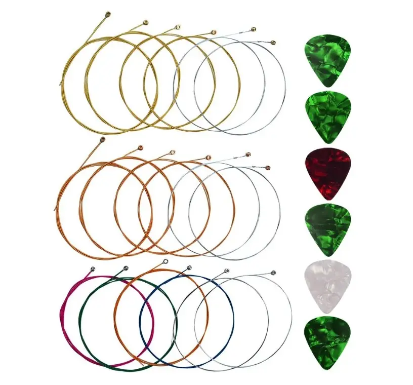 Yookat Acoustic Guitar Strings with 6 Picks, 3 Sets of 6 Acoustic Guitar Kit Guitar Strings Replacement Steel String For Beginners Performers