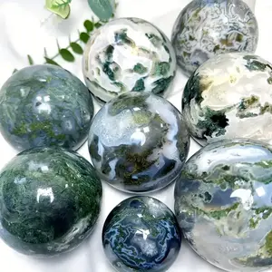Elegant Moss Agate Sphere Bohemian Polished Crystal Ball with Terracotta & White Marble Veins Genuine Mineral Specimen for Home Decor Meditation Stones Collector's Gifts
