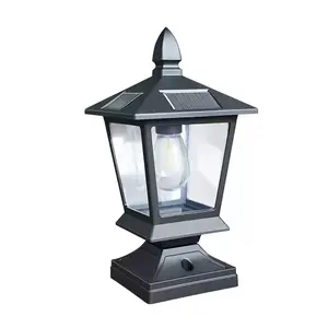 Solar Post Lantern Vintage Style Waterproof 4x Faster Charging All-Night Brightness Tool-Free Installation Perfect for Fence Deck & Patio IP65 Waterproof LED Bulb Holder 2800-6500k Dimmable Photography DIY Craft Hour rechargeable outdoor Lights wall