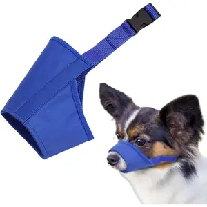 Soft Anti-Biting Barking Chewing Muzzle, Breathable Waterproof Adjustable Muzzle for Small Medium Dogs, Blue (S)