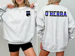 Personalized Police Officer Wife Shirt, Christmas Gift Police Family Sweatshirt Blue Line