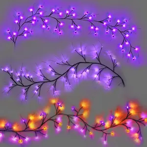 54led DIY Imitation Vine String Lights with Battery Box, 8 Lighting Modes for Home Bedroom Halloween Thanksgiving Decoration