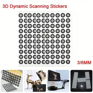 2 Pairs Reflective 3D Scan Marking Points Sticker, High Visibility Material, Tear-Resistant Design, Ideal for 3D Scanning and Measurement, Scannable Stickers