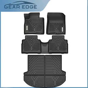 YITAMOTOR Floor Mats Compatible for 2021-2023 Hyundai Santa Fe Includes 2 Rows and Cargo Liner Set TPE All-Weather Floor Mat Set Liners, Black