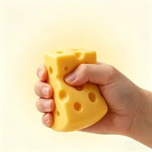 Yellow Cheese Squeeze Toy,Soft Novelty , Theme Cheese Cubes Squishy (Small)