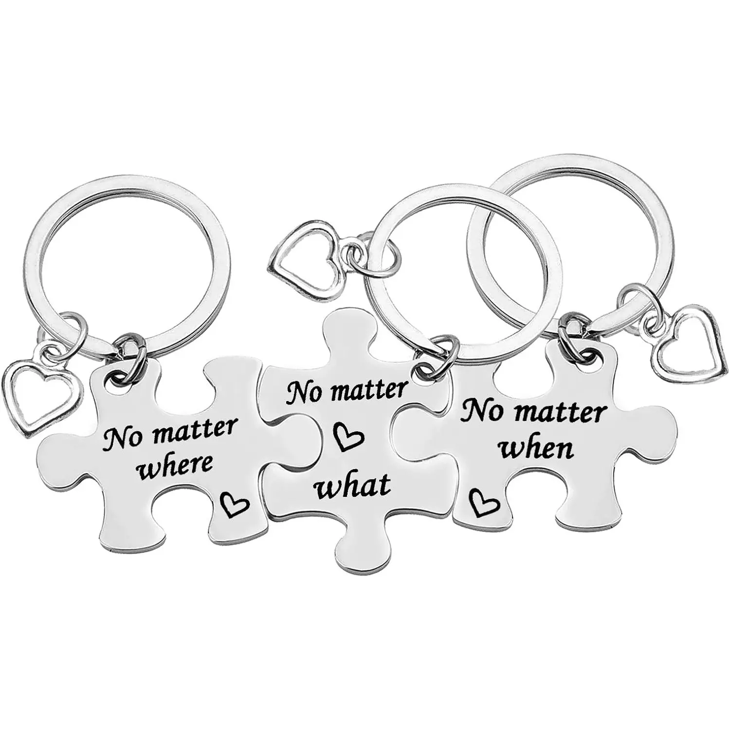 Best Friend Keychain Set Sisters Brothers Keychain No Matter Where What When Puzzle Keychains Set of 3 Long Distance Relationship Gifts Friendship Gifts for Family Teens Birthday Graduation Gift