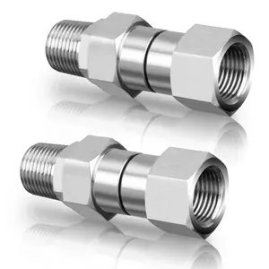 M MINGLE 3/8” NPT Pressure Washer Swivel Fitting, Anti-Twist 3/8” Swivel Male to Female Adapter, 360° Kink-Free Swivel Connector for Gun and Hose, 4500 PSI, 2 Counts