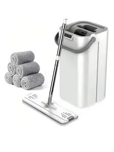 2026 Newly Upgraded Mop and Bucket Set — Thickened Mop Handle and Mop Pad Fabric, Wet and Dry Separation System for Easy Floor Cleaning, Rebound Mop Head Design, Ideal for Bathrooms and Living Rooms, Perfect Gift for Women.