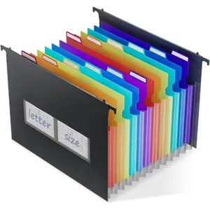 Plastic Expanding Hanging File Folders,12 Accordion Pockets,Large Capacity for Letter Size, Organizer for Filing Cabinet,Ideal for Tax,Contracts,Invoices,for Office,School & ,Black