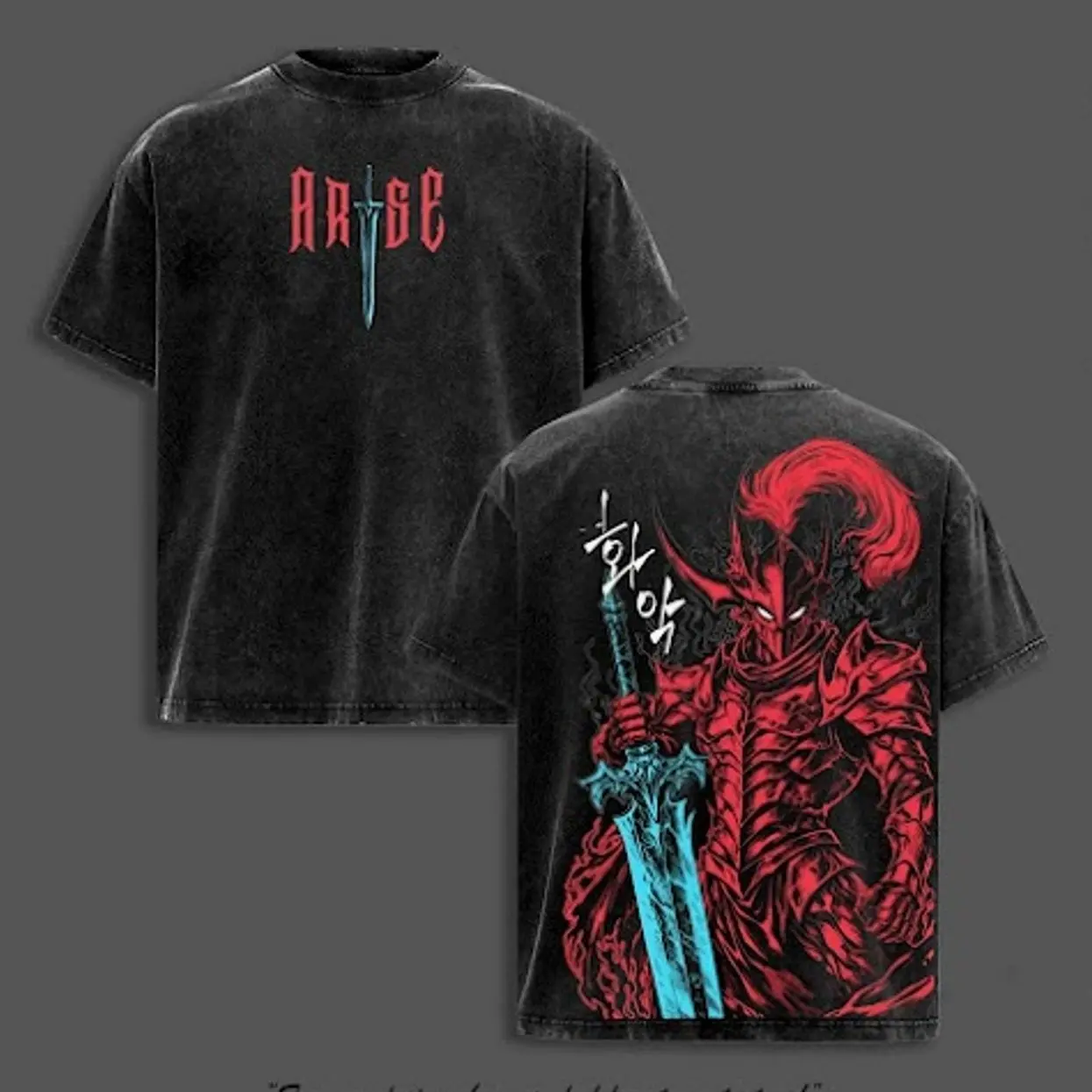 Igris Vintage Washed Oversized T-Shirt & Hoodie � Solo Leveling, Shadow Knight Commander Anime Graphic, Absolute Loyalty And Silent Blade Theme, Heavyweight Cotton Streetwear Unisex GGO