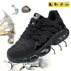 Steel Toe Shoes for Men Indestructible Work Shoes Lightweight Steel Toe Sneakers Women Safety Shoes Puncture Proof Composite Toe Shoes Black Closed