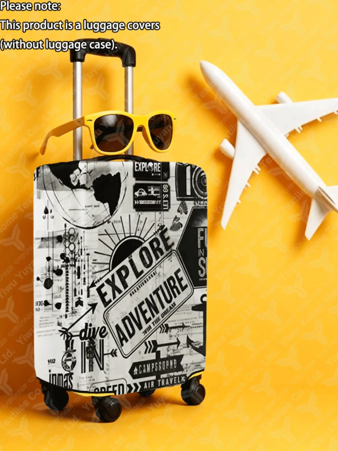 Explorer Pattern Luggage Cover, Durable Thick Fabric, Fits 20-28 Inch Suitcases, Traveling Essentials, Anti-Rip, Casual Style, Travel Accessory