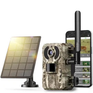 [2.7K Live]4G LTE Cellular Trail Camera with Solar Power, 3rd Generation Camera with Live View, Remote Phone Access and Playback, Motion Activation and 0.2 Second Trigger Time, Night Vision, Built-in SIM Card,  Trail Camera for Hunting, Survival Kit