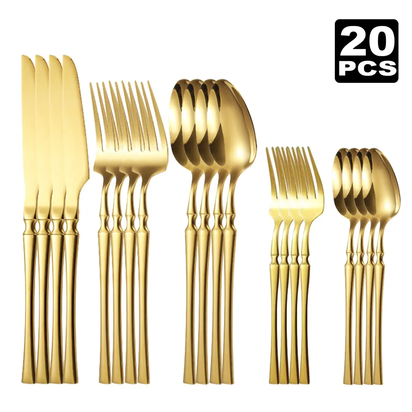 20PCS Stainless Steel Silverware , little  silverware,kitchenkitchen accessories，kitchen essentials，knives kitchen set，kitchen supplies,cool kitchen gadgets Kitchenware Cutlery Dinnerware Service Set Dining Plate Set Tableware Set Dinner Sets tiktokshopsp