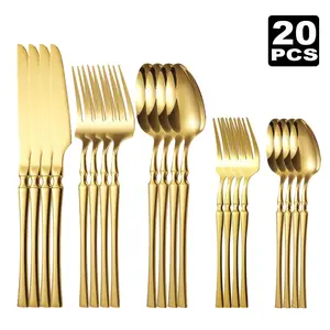 20PCS Stainless Steel Silverware , little  silverware,kitchenkitchen accessories，kitchen essentials，knives kitchen set，kitchen supplies,cool kitchen gadgets Kitchenware Cutlery Dinnerware Service Set Dining Plate Set Tableware Set Dinner Sets tiktokshopsp